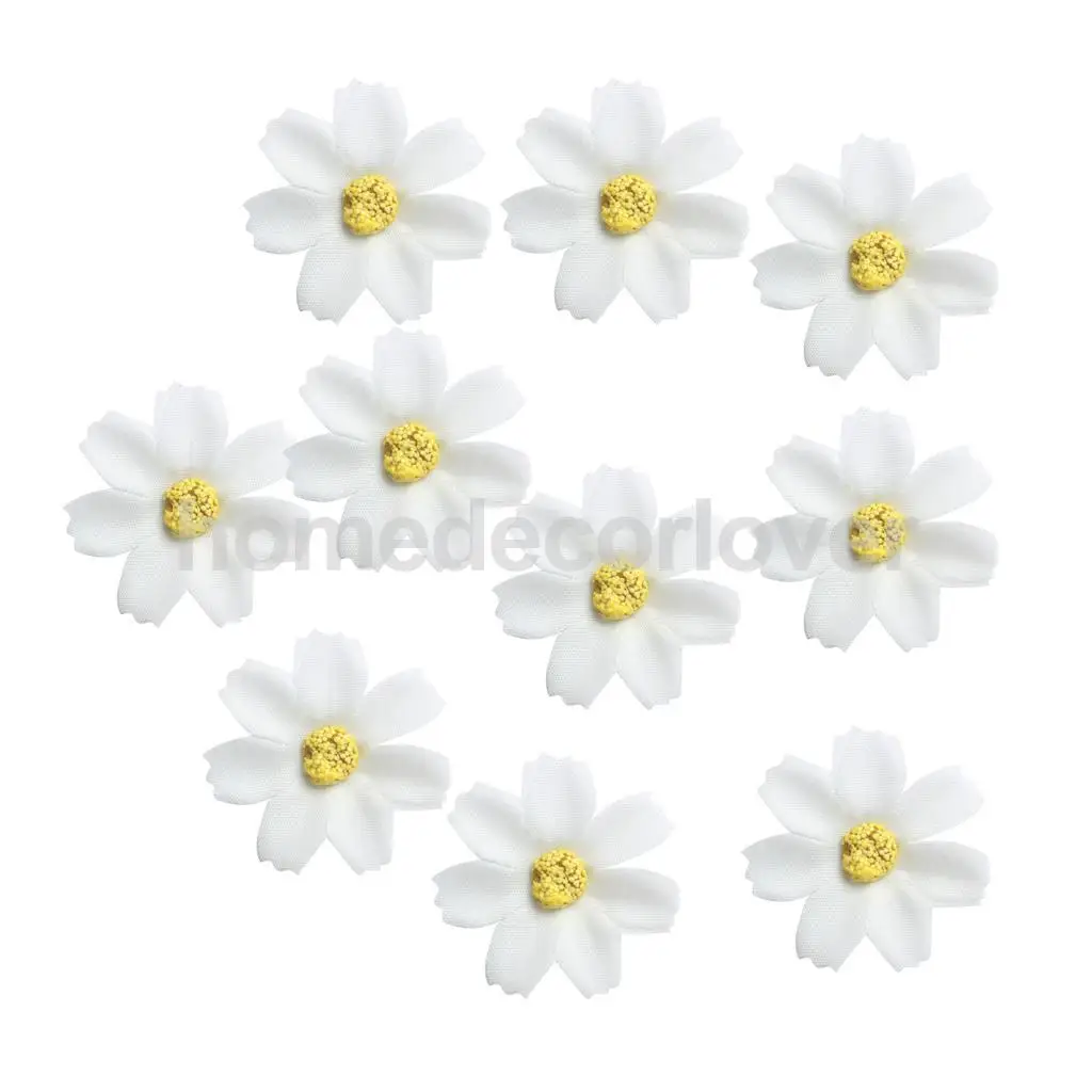 50pcs 4cm Silk Flower Daisies Flower Heads for Wedding/Car/Spring/Home/Garden Decoration Wreath DIY Floral Arts and Crafts