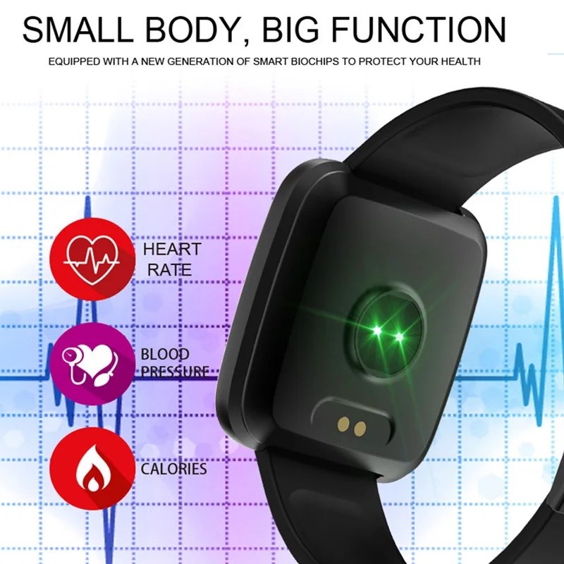 Online 2019 Smart Watch Men Waterproof Blood Pressure Big Touch Screen Smartwatch Women Heart Rate Sport Fitness Tracker Watch Wearable