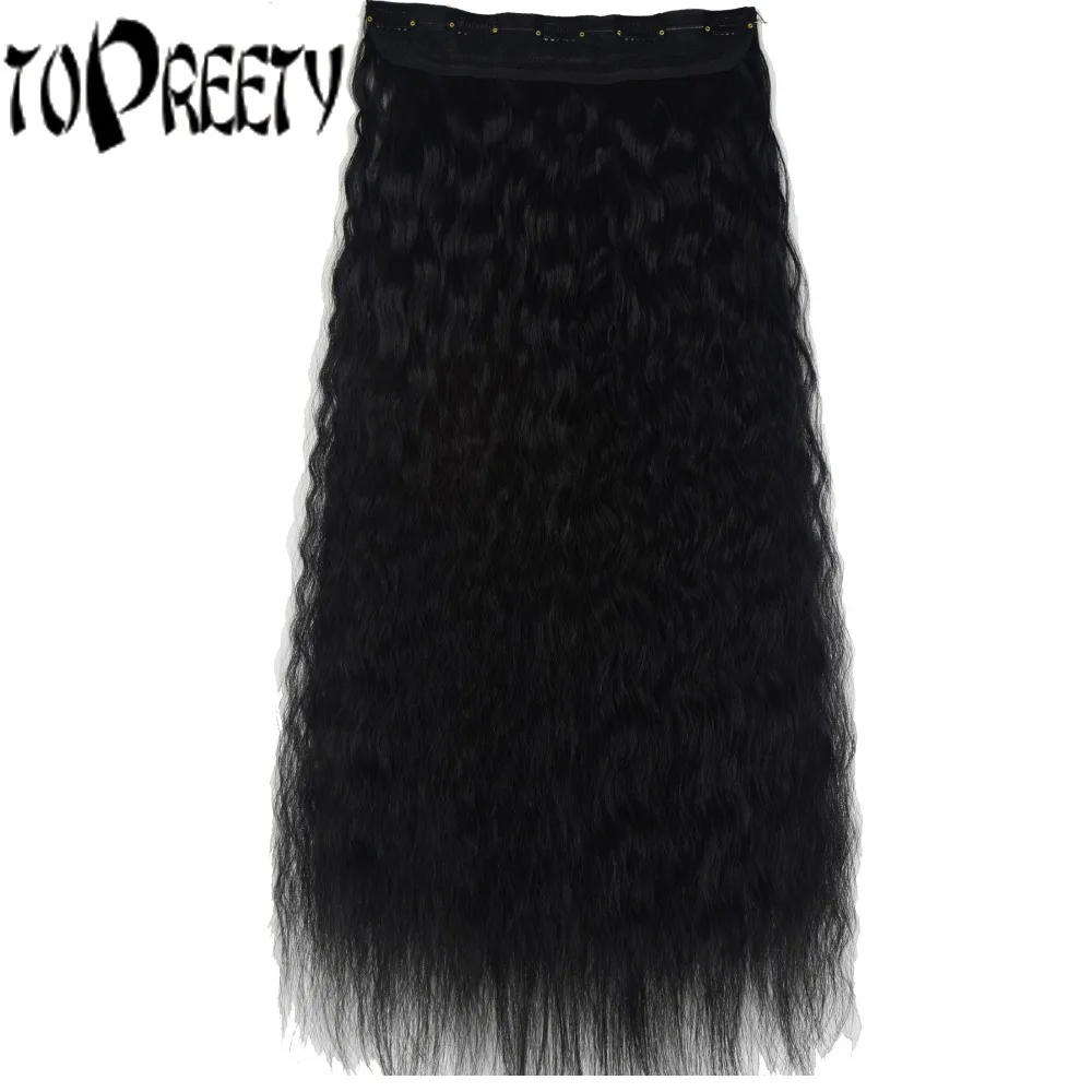 

TOPREETY Heat Resistant B5 Synthetic Hair 24" 60cm 110g Kinky Straight 5 clips on clip in hair Extensions
