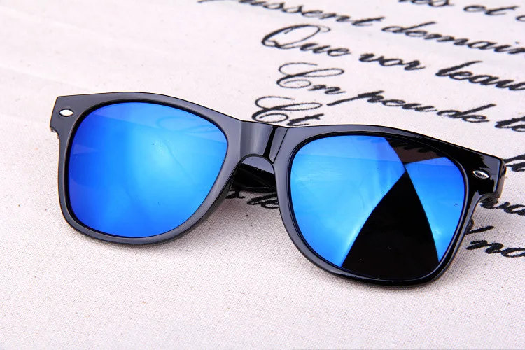 Модные женские солнцезащитные очки мужские солнцезащитные очки для вождения зеркальные очки с покрытием черная оправа очки мужские солнцезащитные очки UV400 - Цвет линз: Синий