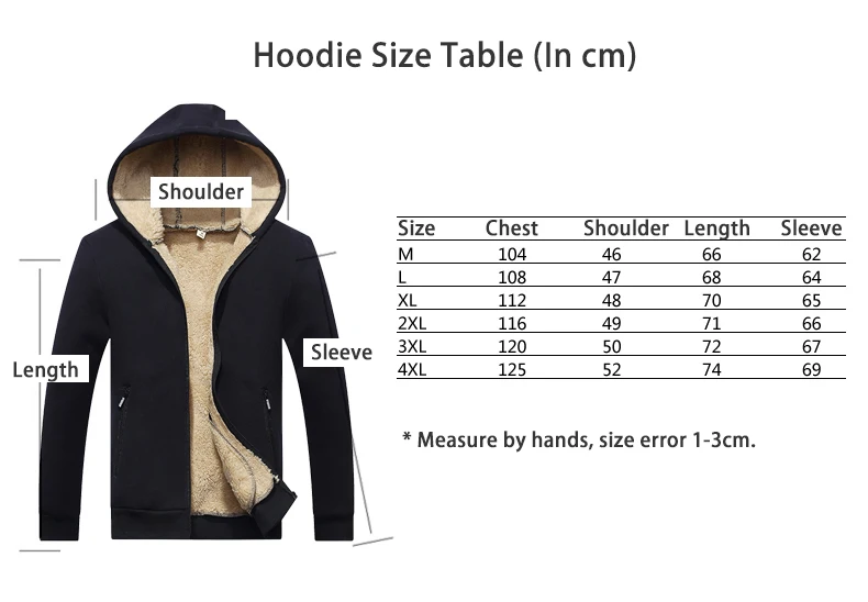 Hoodie size Table