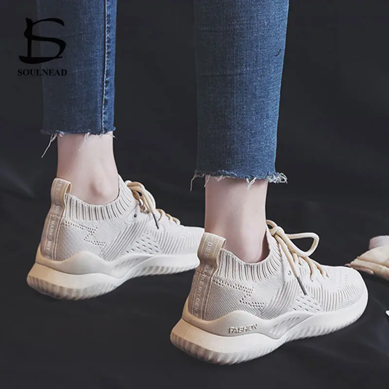 Women Running Shoes Casual Shoe Fashion Fly Weave Breathable Comfortable Sneakers Lace-Up Walking Shoes Female Outdoor Sneakers