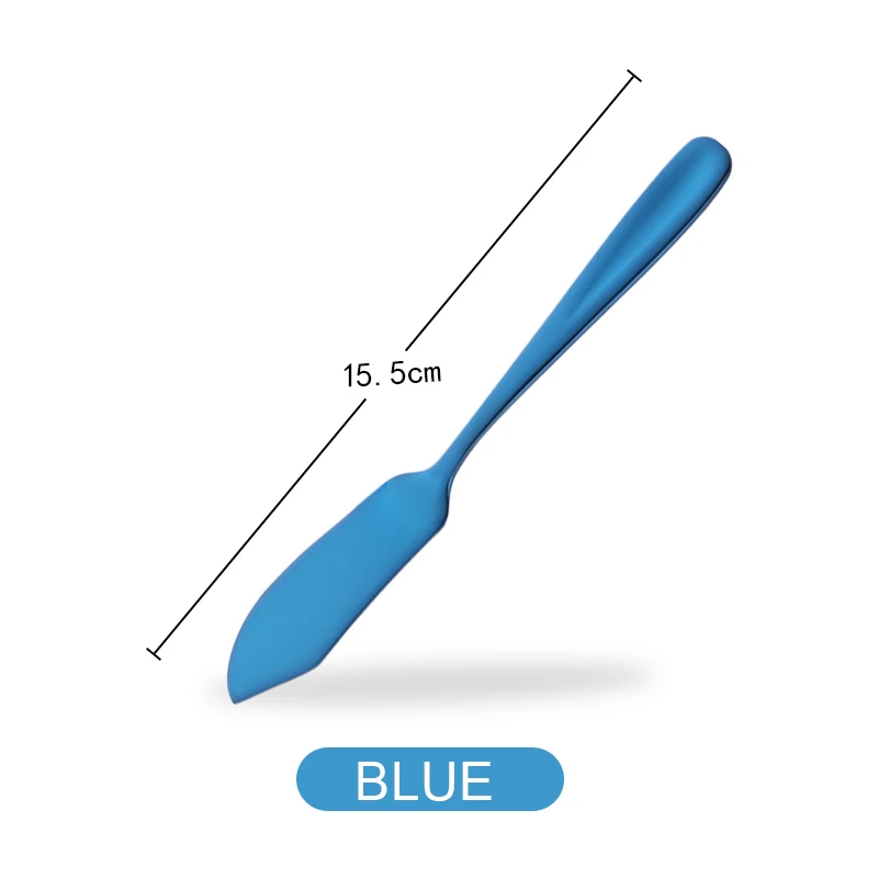 1 шт. нож для масла пищевой 304 из нержавеющей стали, десертное варенье, нож для разрезания крема и сыра, 8 цветов, столовые приборы в западном стиле, инструмент для завтрака - Цвет: blue