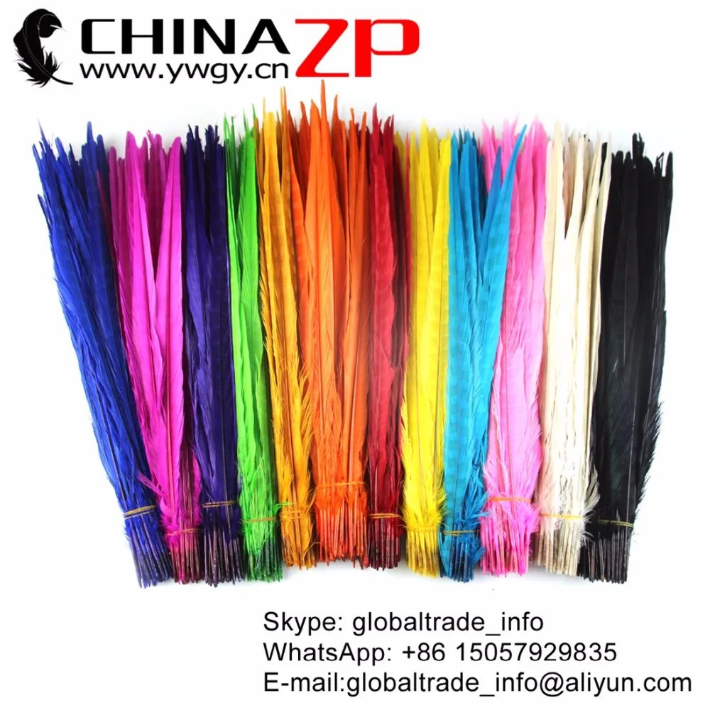 

CHINAZP Factory Wholesale Cheap Feather 100pcs/lot Length 40-45cm Dyed Mix-color Ringneck Pheasant Tail Feathers