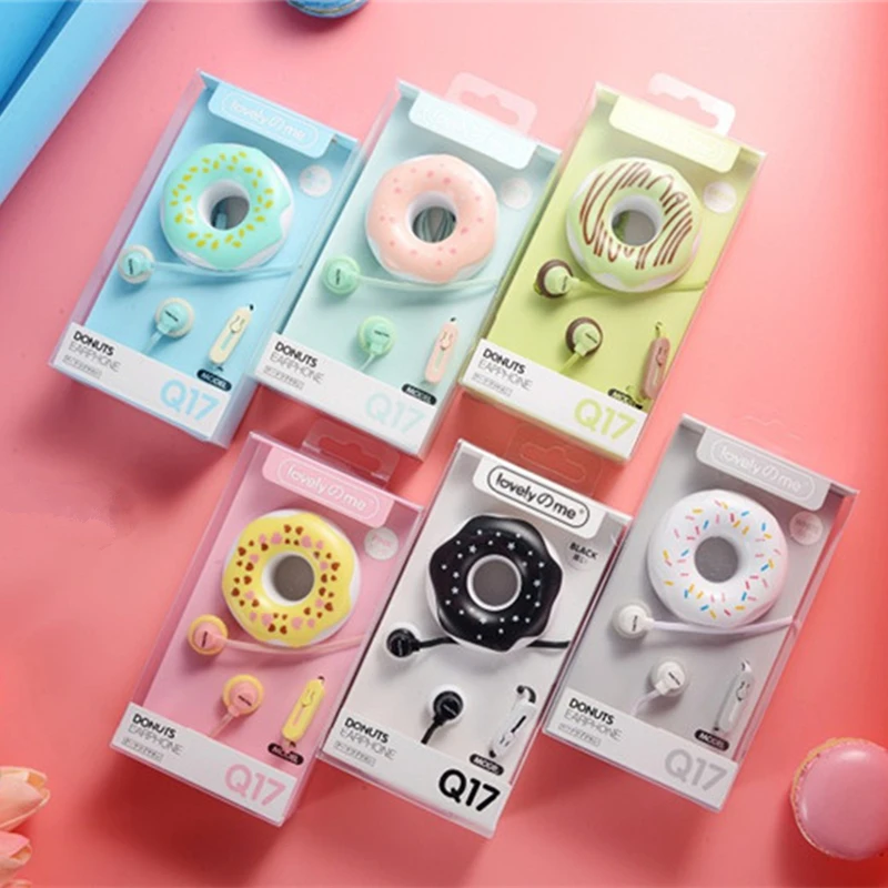 Милые Пончики наушники в форме макарона 3,5 мм в ухо стерео проводные наушники с микрофоном наушники чехол для детей iPhone Xiaomi девочек MP3 подарки