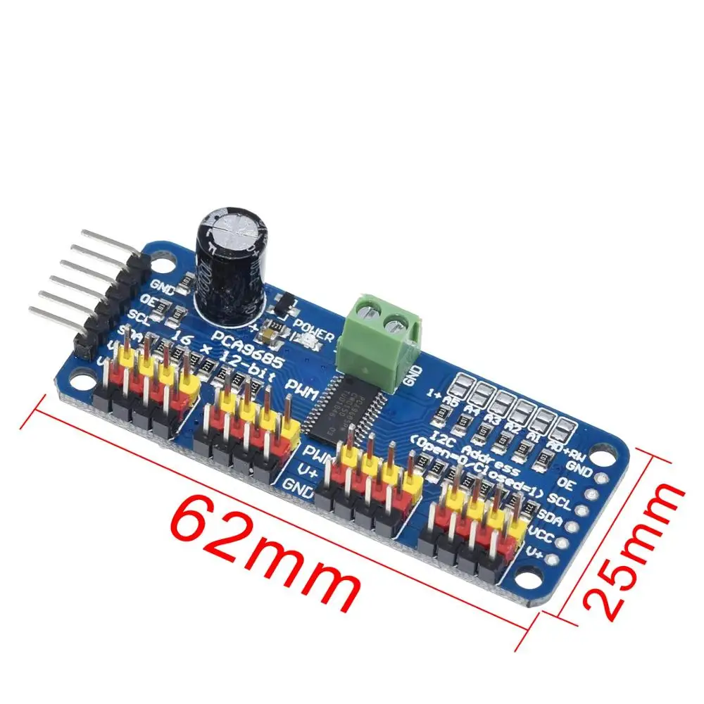 1 шт. 16-канальный 12-битная ШИМ/сервопривод-I2C интерфейс-PCA9685 для Arduino Raspberry Pi DIY Servo Щит Модуль