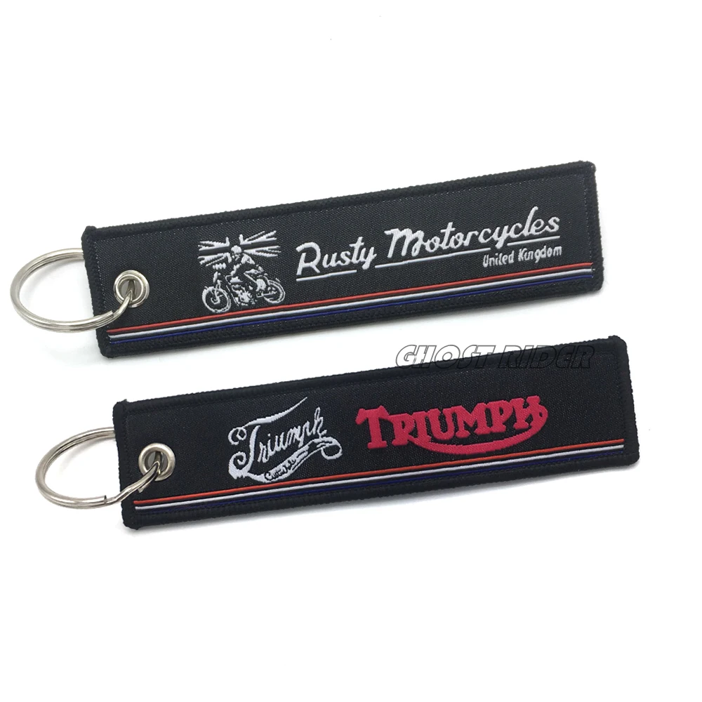 

2019 New Fashion Embroidery Key Holder Chain Collection Keychain for Triumph Daytona All years Moto Embroidered Badge Keyring