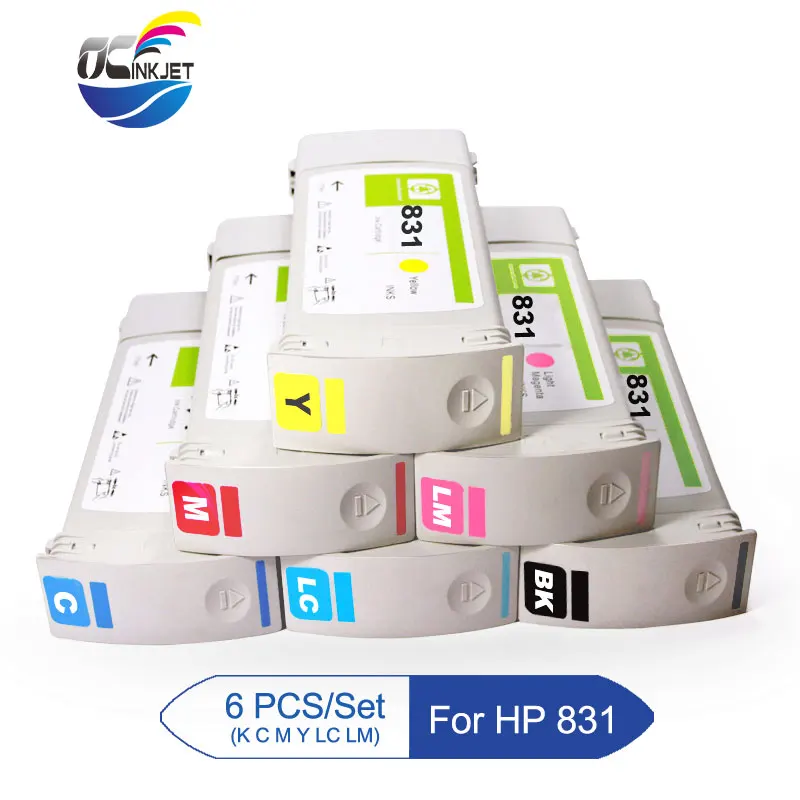 

6 PCS/Set For HP 831 Remanufactured Ink Cartridge With Latex Ink Compatible For HP Latex 310 330 360 Printer For HP 831 Latex
