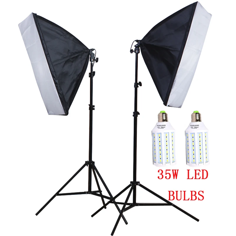 

Photo Studio Kit 50*70cm Softbox 100-240V E27 Lamp Holder 2M Light Stand 220V 35W LED Bulbs Camera & Photo Accessories