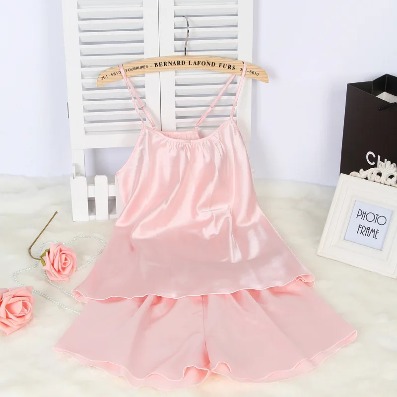 Sexy Women Pajamas Set Ladies Sleepwear Set Soft Satin Pajamas For Summer Plus Size Pijama Short Women Sleepwear Set 49 (2)