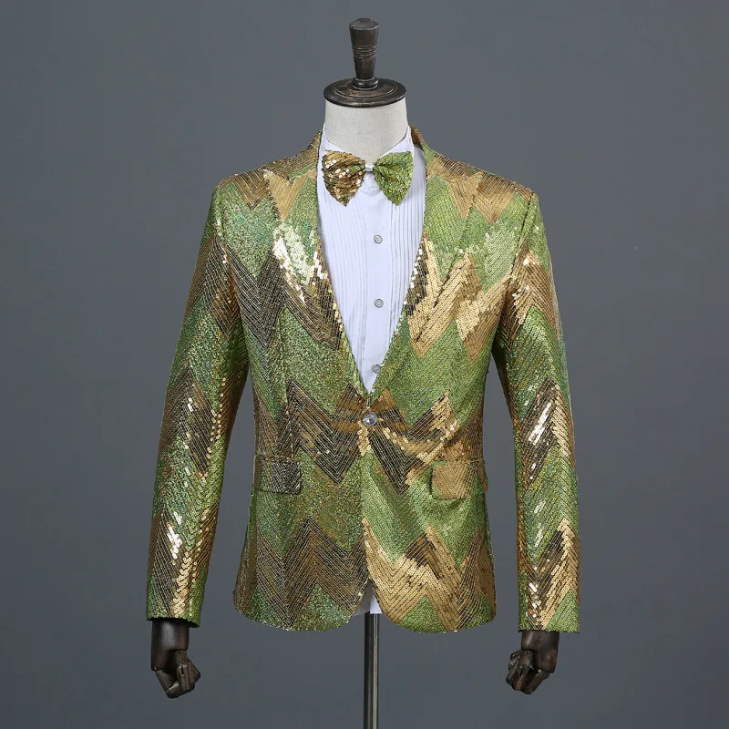 

Mens Clothing Casual sequin Coat Blazer Men glitter Fit Dress Blue Blazers Suits Street wear Stage Costumes For Singers Mens