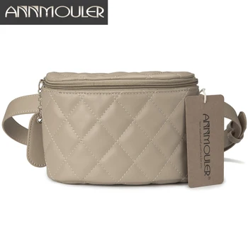 

Annmouler New Fashion Women Waist Packs Pu Leather Fanny Pack Black Small Waist Bag Adjustable Chest Bag Ladies Belt Phone Pouch