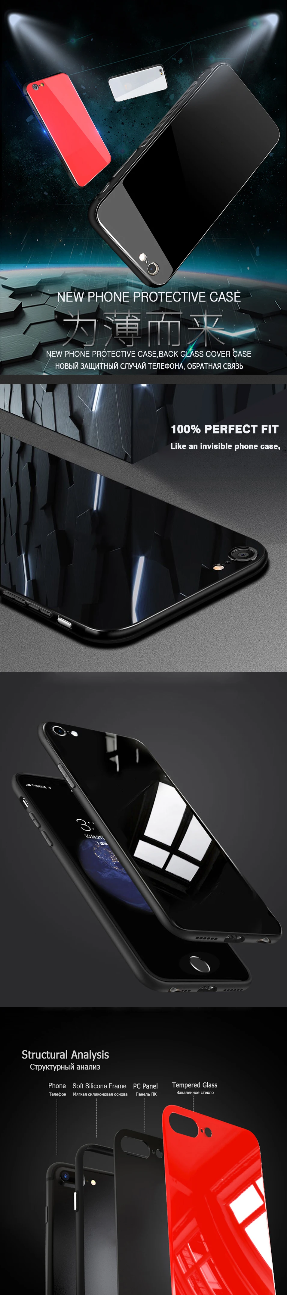 LECAYEE Mirror Phone Case For iPhone 6 Plus 6s 7 8 iPhone X Soft Protective Case Frame Bumper Back Tempered Glass Cover (12)
