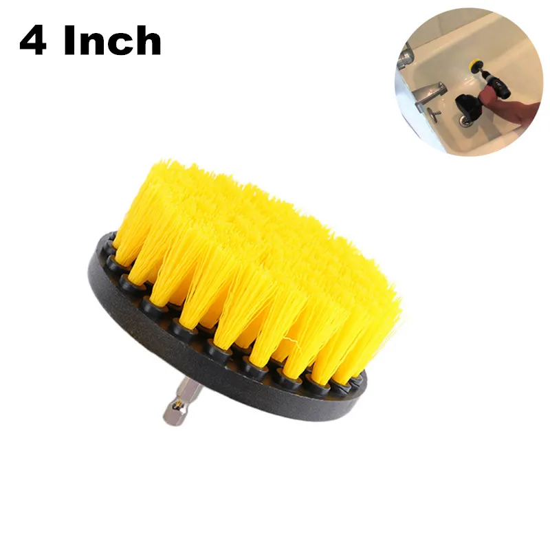 4 Inch Yellow 1 шт., мощная щетка для скраба, щетка для чистки дрели, щетка для ванной, душевой плитки, затирка, беспроводная щетка для скраббера, Набор щеток для крепления - Цвет: 4 Inch Yellow