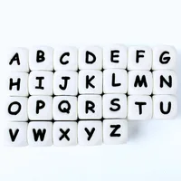 15/36/100/200/500/1000pcs Letter Silicone Beads 12mm Baby Teether Beads Chewing Alphabet Bead For Personalized Name DIY Teething 2