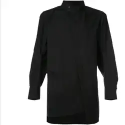 S-6XL Мужская рубашка среднего и длинного сечения с длинным рукавом неправильного дизайна черные однобортные повседневные рубашки одежда