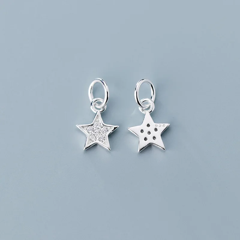 925 Sterling Silver AAA CZ Zircon Paved Decoration Star Charms Gold/Rose Gold S925 Silver Dangle Pendants DIY Jewelry Making