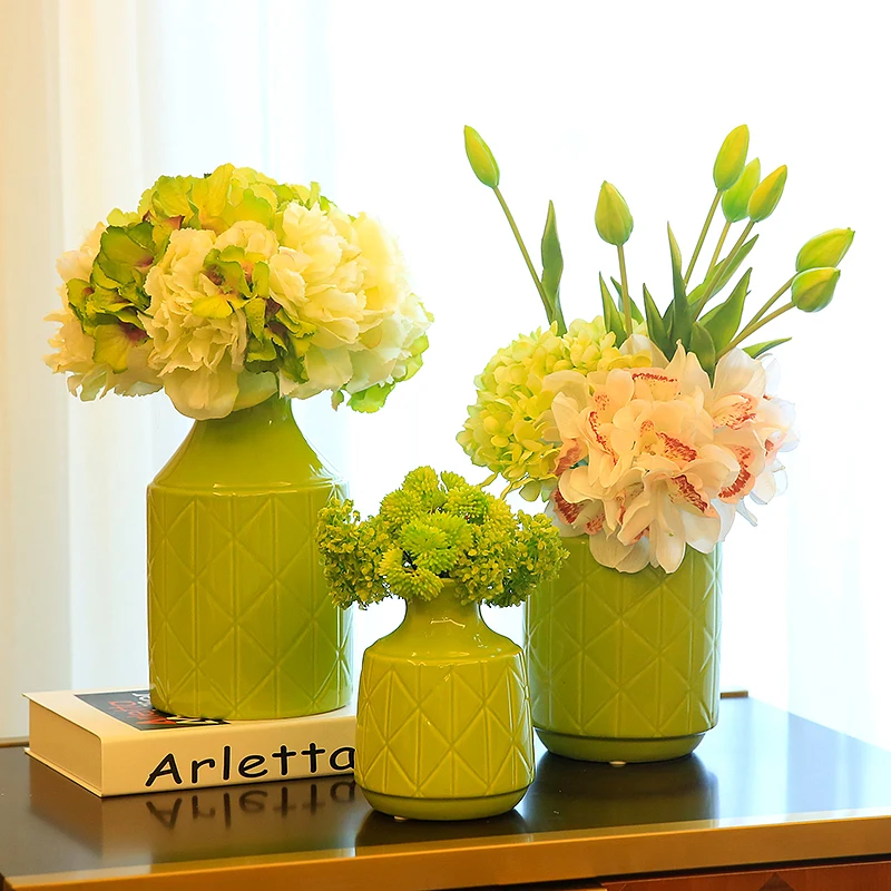 Modern Yellow Green Ceramic Vase Wedding Vases For Table