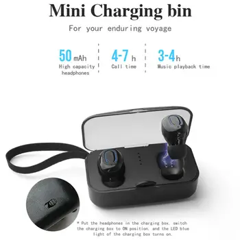 

Bluetooth 5.0 Sport Wireless Earphones Mini Earbud Dual Headphone TWS New