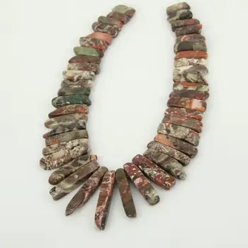 

Natural Color Raw Stones Ocean Gems Flat Slice Loose Beads Necklace,Top Drilled Graduated Stick Points Pendants Supplies Bulk