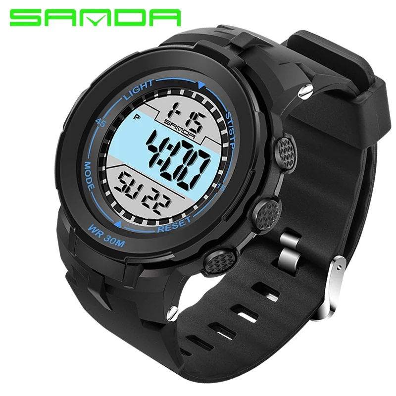 SANDA спортивные часы мужские часы лучший бренд класса люкс знаменитые светодио дный электронные светодиодные цифровые наручные часы для мужчин часы Hodinky Relogio Masculino - Цвет: Синий