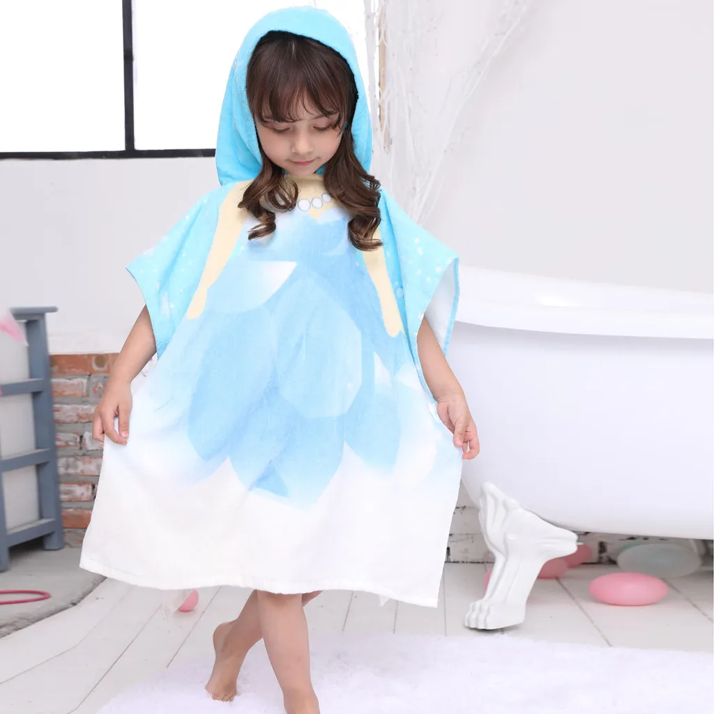 Новое Осеннее детское банное полотенце-накидка, детская одежда хлопковая Футболка с рисунком для девочек детский банный халат, Robe# LR2