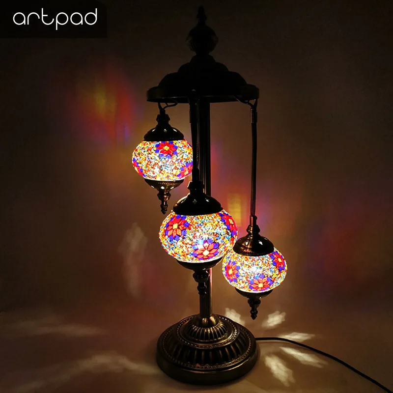 

Artpad 3 Head Nostalgic Multicolor Table Light For Bedroom Bedside Living RoomNight Stand Turkey Atmosphere Table Lighting E14