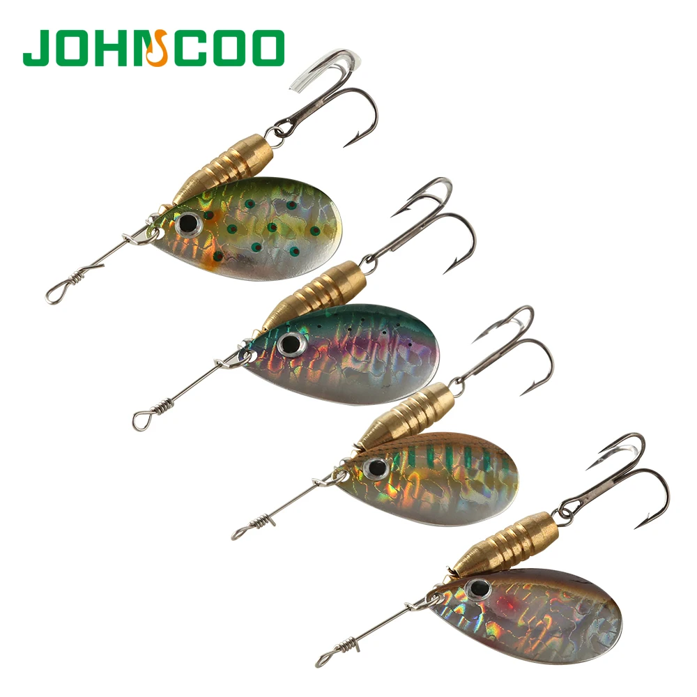 

4pcs/Lot Spinner Bait Fishing Lure Metal Spoon 5.6g 10g 14g Copper Sinker Longcast Spoon Lure Baits Paillette Spinner JOHNCOO