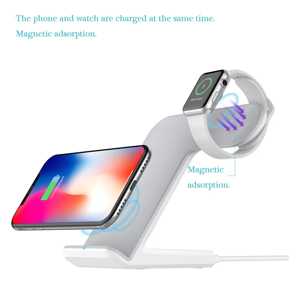 Type-C Беспроводное зарядное устройство для iwatch 2 3 4 QI быстрое зарядное устройство для IPhone 8 8plus X Зарядное устройство для Apple Watch Sumsang S9 Note9 S8P
