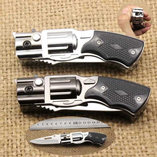 Outdoor Survival gadgets Knife Lighter Metal Refillable Butane Lighter