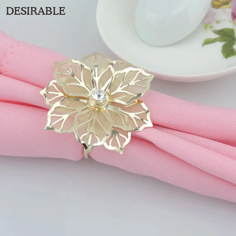 

DESIRABLE High-grade napkin ring 10pcs Home hotel restaurant wedding special Delicate Bauhinia napkin and mouth cloth decoration