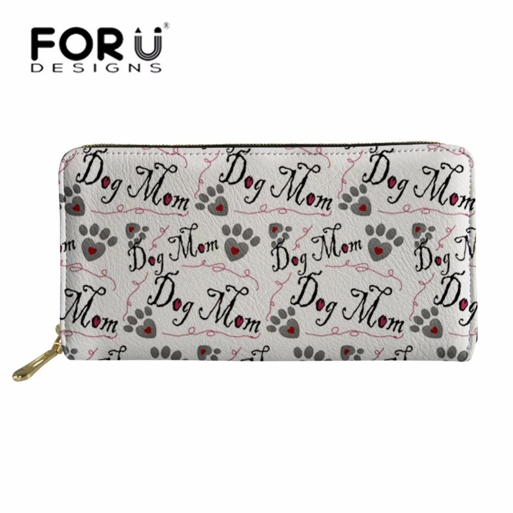 

FORUDESIGNS Ladies Cluth Long Purse Female Dog Bone Paw Printing PU Wallets for Women Cute Coin Pocket Cash Card Holder Feminine