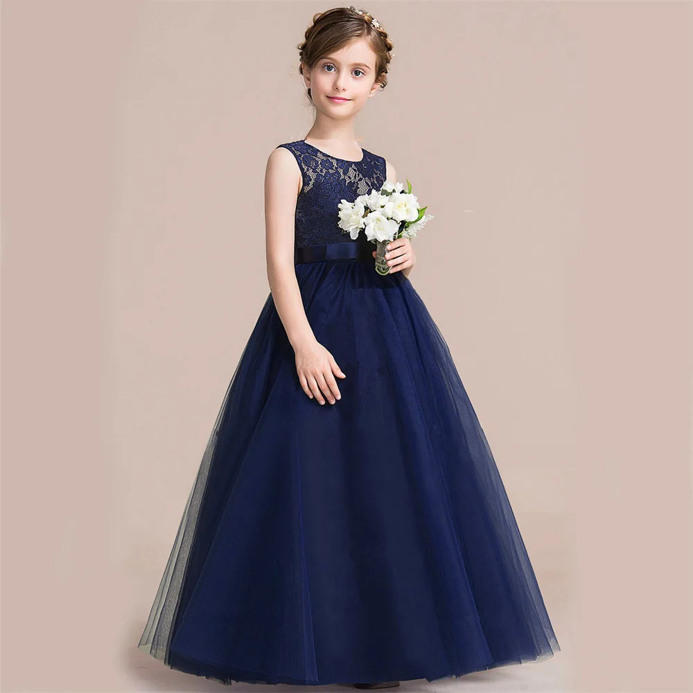 

Organza Ball Gown for kids Girl Party Communion Dress Pageant Romantic Champagne Puffy Lace Flower For Weddings