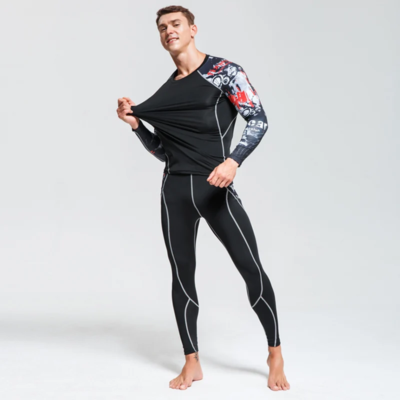 

men's sport suit rashguard kit 2 piece tracksuit men crossfit Shirts long sleeves men's clothing compression jogging suits mma
