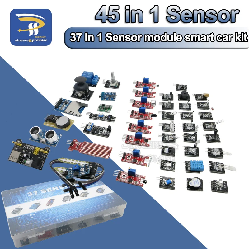Details about   45pcs Sensor Kit Learning Kit Sensors Modules For Arduino R3 Raspberry Pi MCU US 
