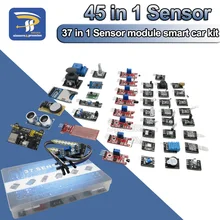 Modules de capteurs 45 en 1 Kit de démarrage 16 types pour Arduino Raspberry Pi, mieux que 37 en 1 avec boîte bricolage UNO R3 MEGA2560
