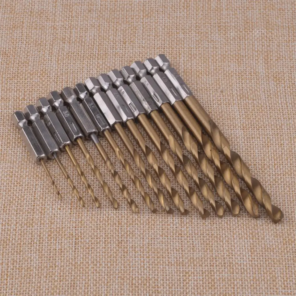 LETAOSK 13pcs HSS High Speed Steel Titanium Coated Twist Drill Bits Set