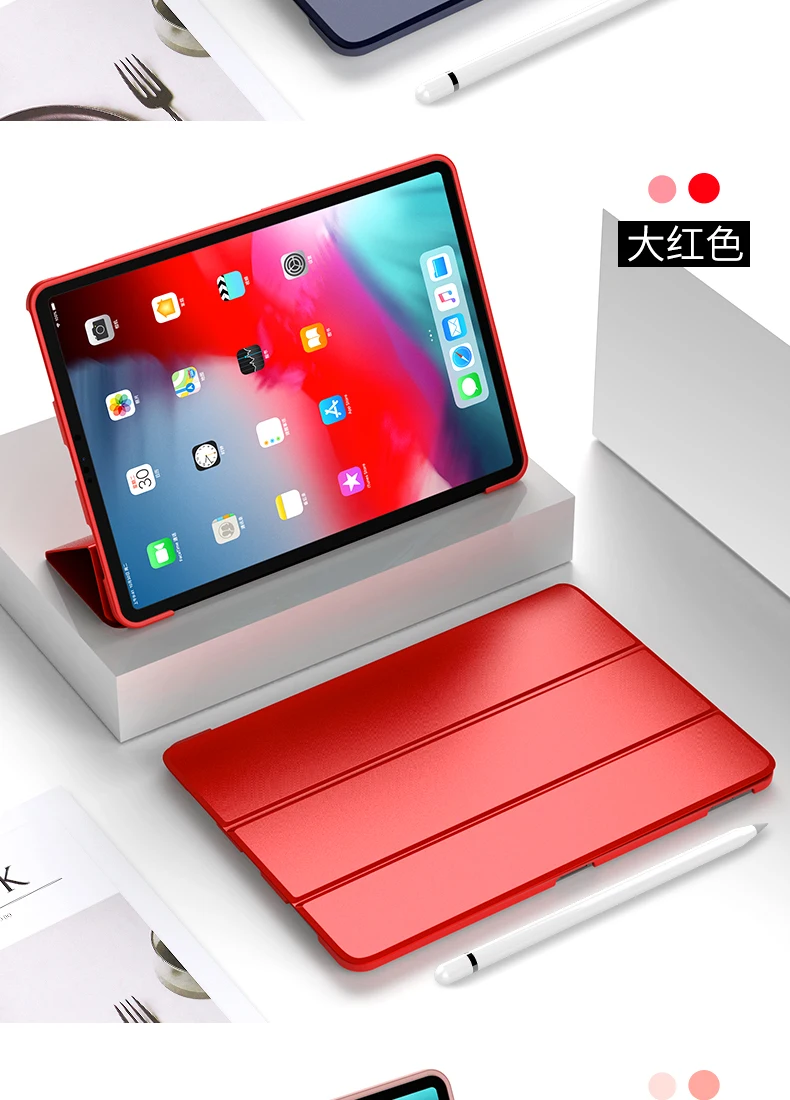 Etui do iPada Pro 11 2018 PU skóry miękkiego silikonu tylna bardzo lekki ciężar Trifold Smart Cover dla ipada Pro 11 Cal Fundas -