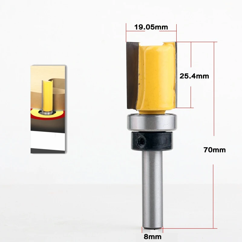 8 мм хвостовик шаблон отделка петля долбежный фрезы прямой концевой фрезы триммер Чистка заподлицо обрезки шипы резак для деревообработки - Длина режущей кромки: 8mm X 25.4mm