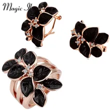 Magic Ikery Fashion Jewelry Rose Gold Plated Crystal Trendy Crystal Jewelry Sets with Earring ring for women MKZ1223