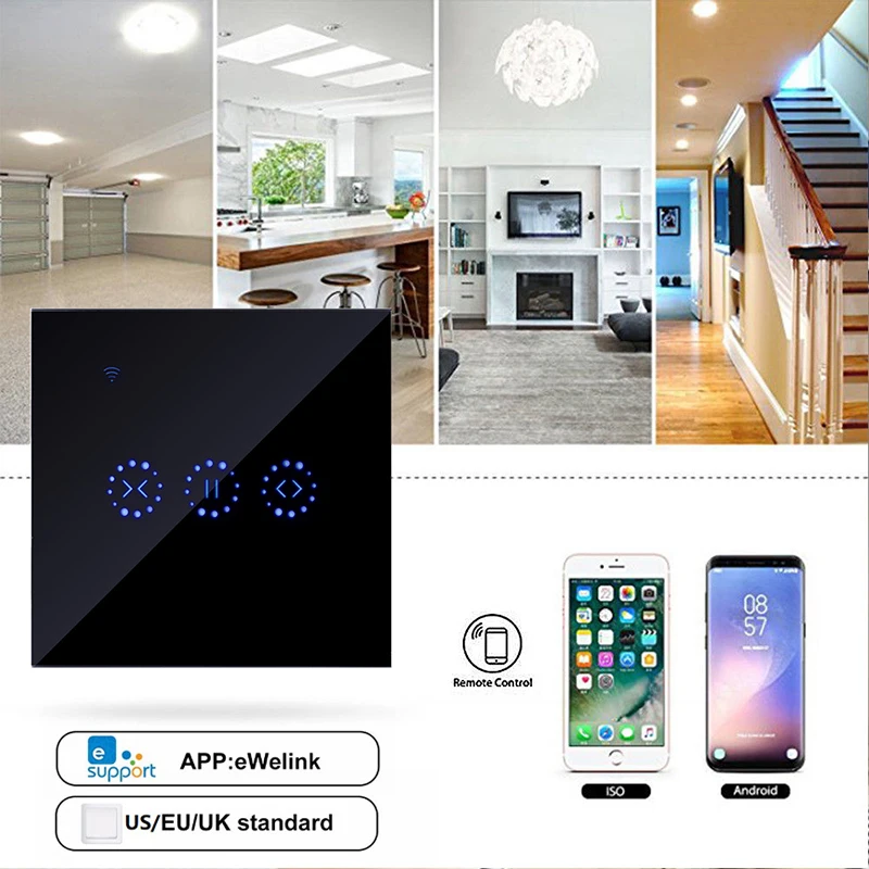 Ewelink, умный занавес, мотор, электрические жалюзи, WiFi переключатель, сенсорное приложение, голосовое управление от Alexa Echo Google Home, AC 110 В 220 В, ЕС/США