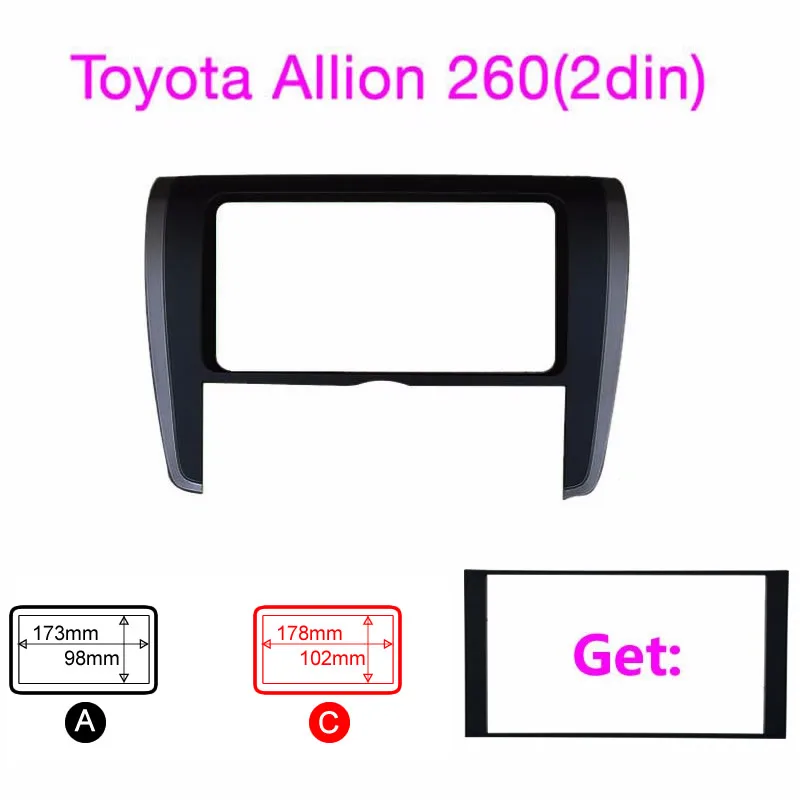 

LEEWA Top quality radio mounting stereo install trim installation 2-DIN dash kit for Toyota Allion(T260/265),Premio2007