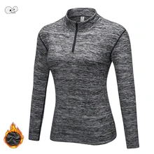 Женская Весенняя/Зимняя Теплая Флисовая тренировочная фуфайка быстросохнущая куртка для бега эластичная стойка воротник Фитнес рубашка для спорта и йоги