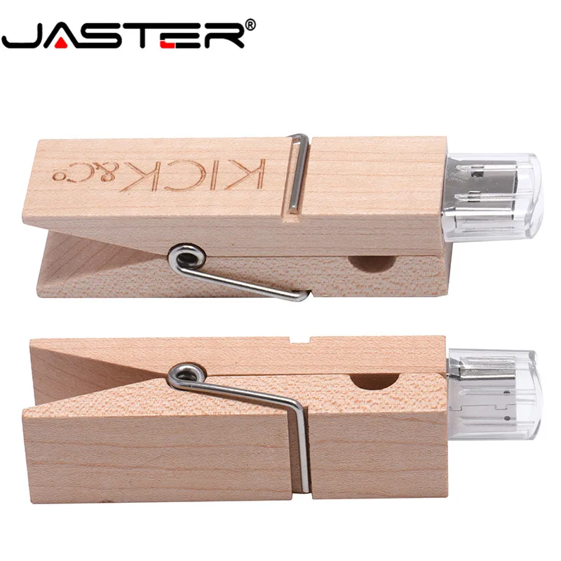 Jaster Morsetto Di Legno Usb Flash Drive 4Gb 8Gb Presa Pendrive 16Gb Pensenality Clip Di Bastone Di Memoria Pendrive Logo Personalizzazione Regalo