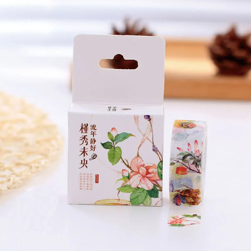 

1x "elegant flowers" 1.5cmX10m washi tape children like DIY Diary decoration masking tape stationery scrapbooking tool