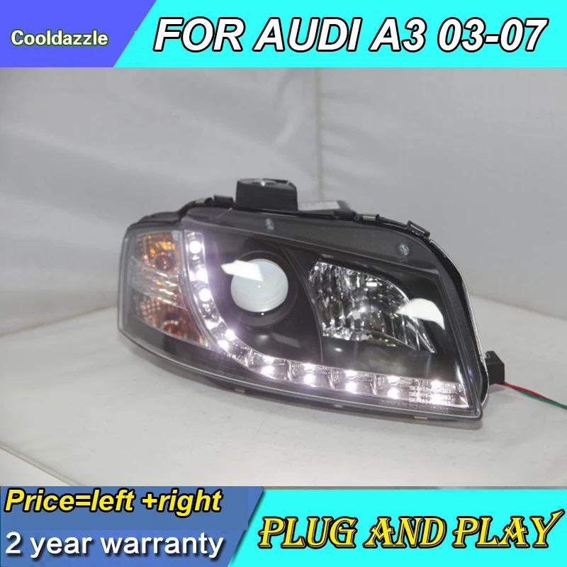 

For AUDI A3 LED Headlights 2003 2004 2005 2006 2007 Year Front Lamps With Projector Lens Daytime Running Lights Head Lamps