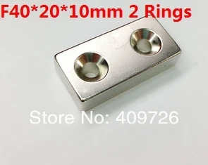

Free shipping (2pcs/Pack) N35 neodymium magnet F40x20x10mm 2 holes / Super Powerful Strong Rare Earth Block NdFeB magnet