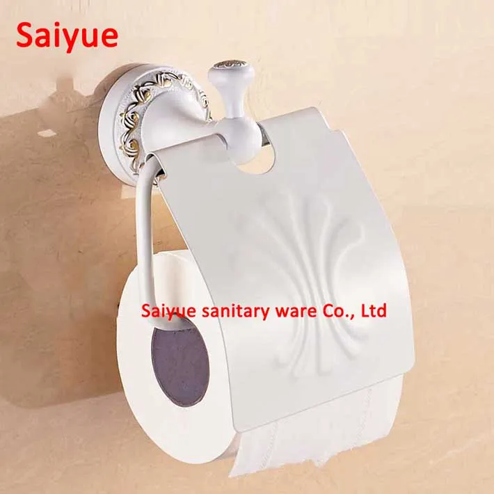 Gold White Toilet Paper Holder with elegant carving pattern Tissue