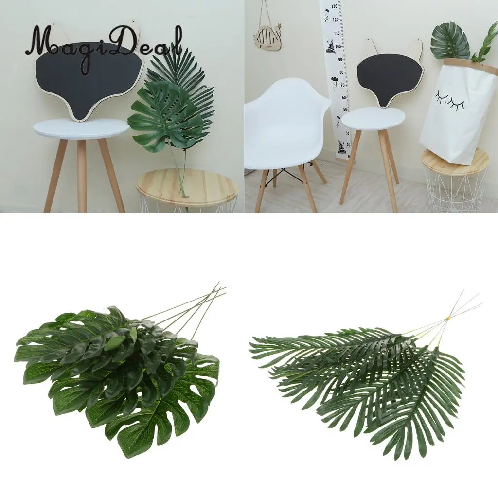 5Pcs Artificial Silk Palm Fern Turtle Leaves Fake Plant Foliage Leaf