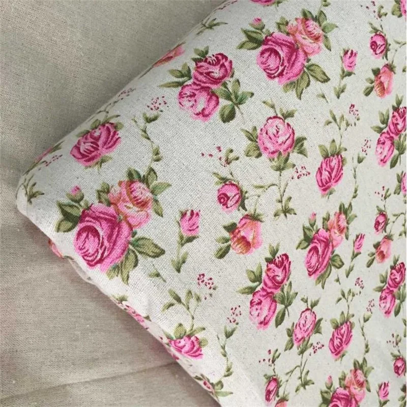 

Cotton Linen Sewing Fabric Floral Printed Patchwork Fabric DIY Quilting Woven Material Home Textile Sofacover Tablecloth Craft